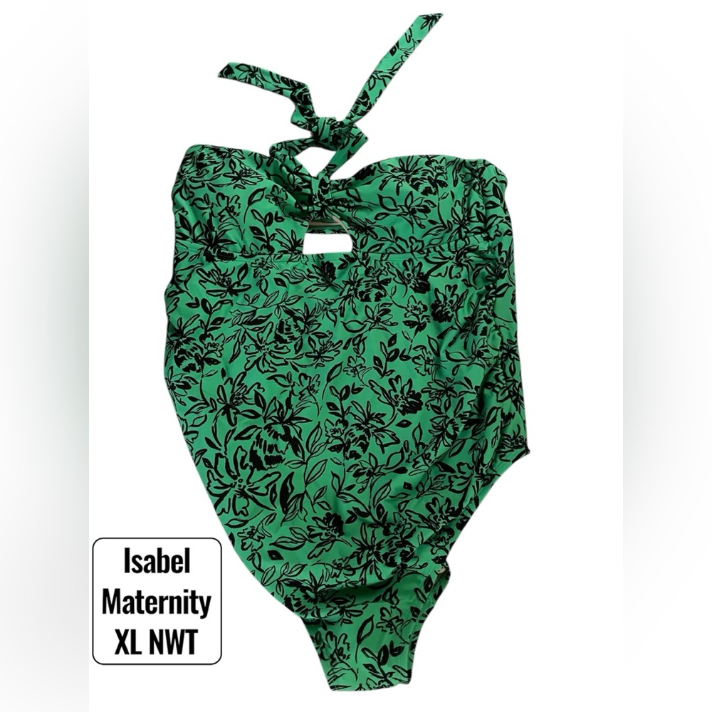 Size XL Isabel Maternity by Ingrid & Isabel Green Floral One Piece